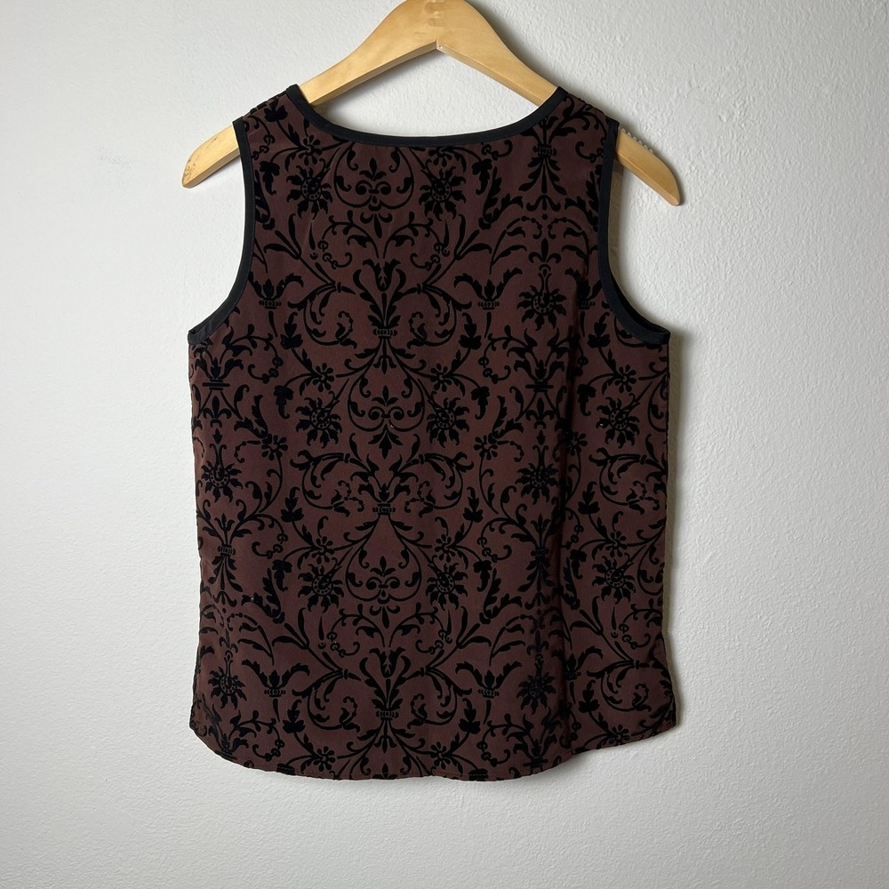 Susan Graver Tank Top Womens Small Velvet Flocked Damask Pattern Sleeveless Shir - Picture 2 of 5